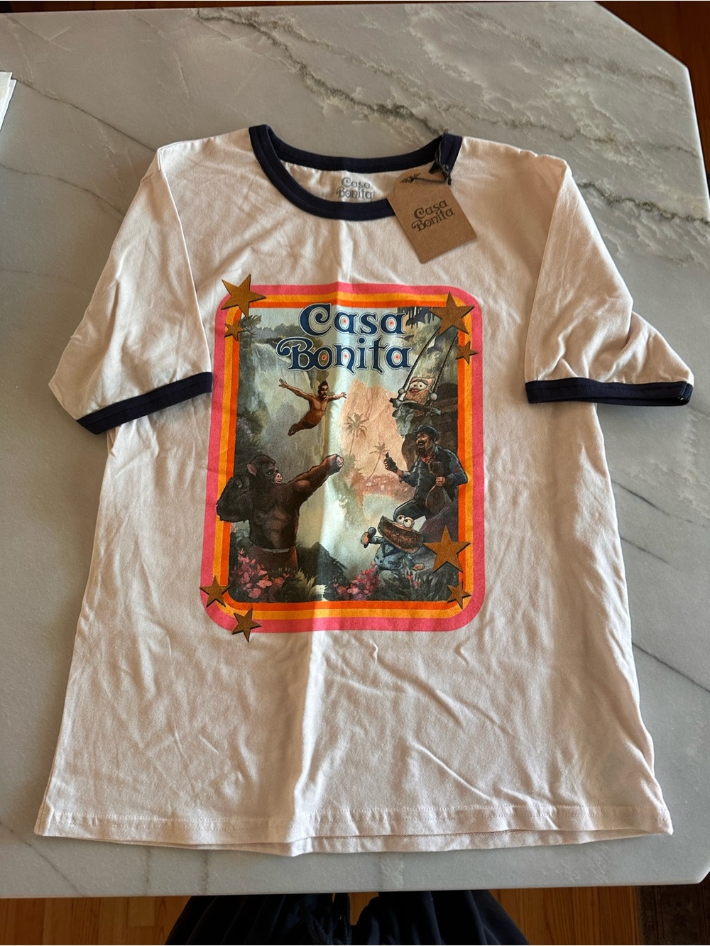 Casa Bonita Graphic Ringer Tee- Medium